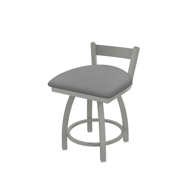 18" Low Back Swivel Vanity Stool, Nickel Finish, Canter Grey Seat